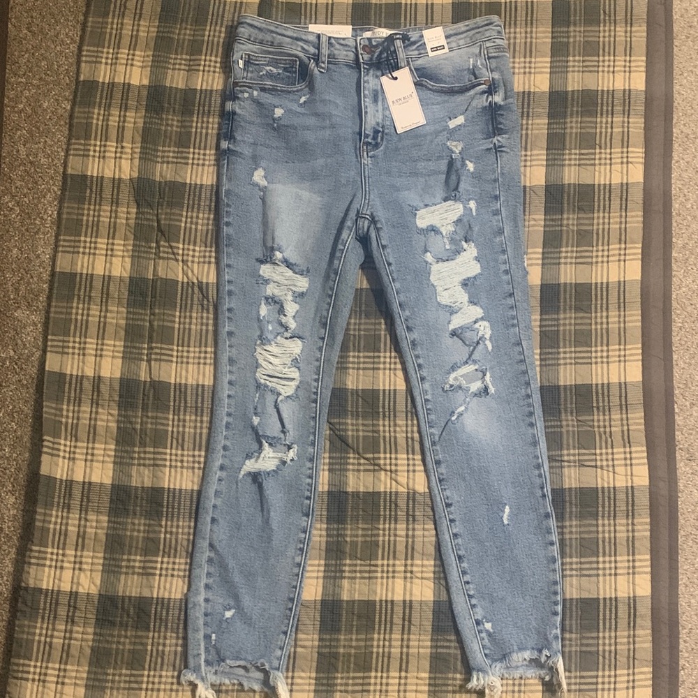 Judy Blue Light Blue Distressed Skinny Jeans